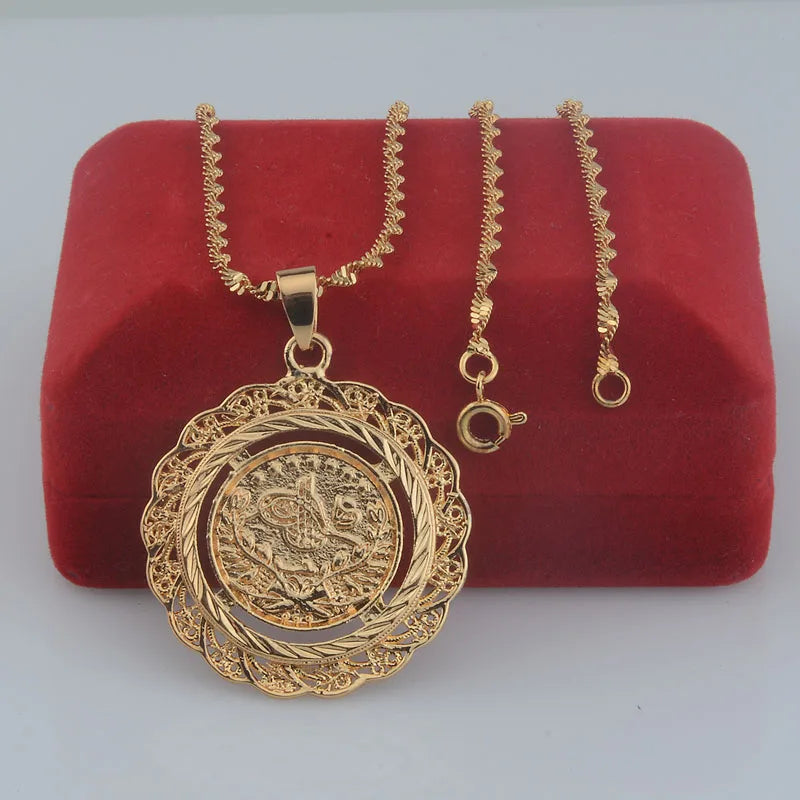 1pcs Mens Women Yellow Pendants Coin S L Jewelry