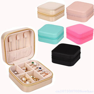 Mini Jewelry Organizer Display Travel Zipper Case Earrings Necklace Ring