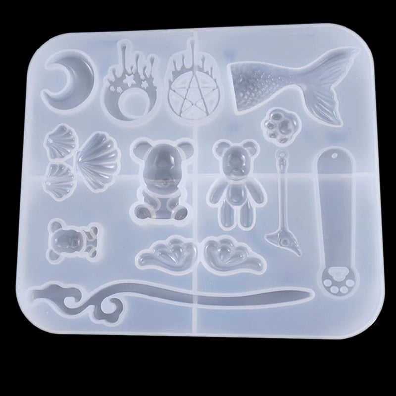Bear Fish Tail Silicone Resin Mold DIY Pendant Necklace Jewelry Tools