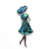 Natural Abalone Shell Girl Shape Brooch Pin DIY Jewelry Girl Charm Gift