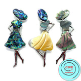 Natural Abalone Shell Girl Shape Brooch Pin DIY Jewelry Girl Charm Gift