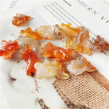 Natural Agate Goldfish Crystal Pendant Carved Animal Gemstone