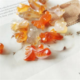 Natural Agate Goldfish Crystal Pendant Carved Animal Gemstone