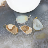 Natural Amazonite Picture Stone Slice Pendant Quartz Slab Necklace