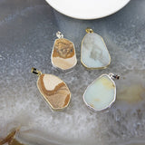 Natural Amazonite Picture Stone Slice Pendant Quartz Slab Necklace