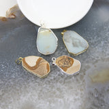 Natural Amazonite Picture Stone Slice Pendant Quartz Slab Necklace