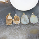 Natural Amazonite Picture Stone Slice Pendant Quartz Slab Necklace