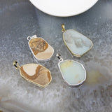 Natural Amazonite Picture Stone Slice Pendant Quartz Slab Necklace