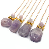 Natural Amethyst Perfume Bottle Necklace Fragrance DIY Jewelry