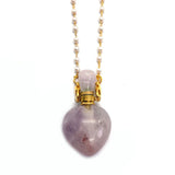 Natural Amethyst Perfume Bottle Necklace Fragrance DIY Jewelry