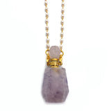 Natural Amethyst Perfume Bottle Necklace Fragrance DIY Jewelry