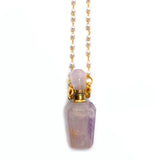 Natural Amethyst Perfume Bottle Necklace Fragrance DIY Jewelry