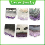 Natural Amethyst Slice Irregular Pendant Quartz Gem Necklace