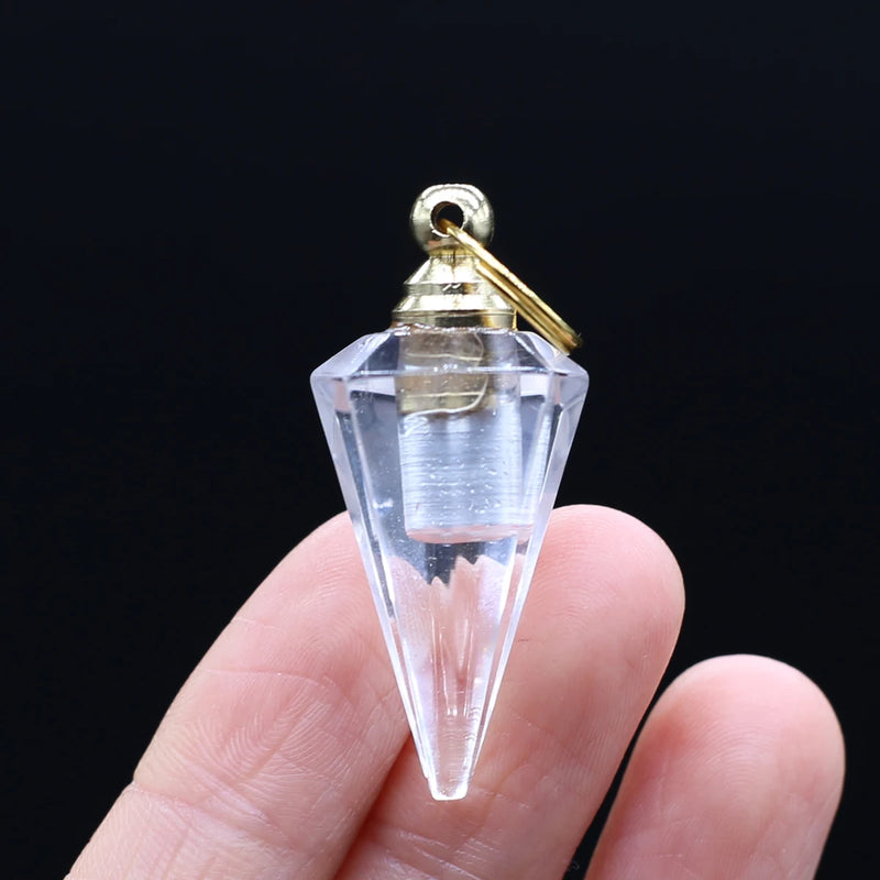 Clear Quartz Stone Essential Oil Pendant Necklace