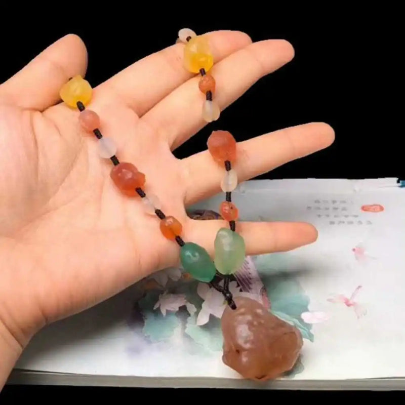 Natural Jade Gemstone Knot Lucky Necklace Chakra Glowing Classic