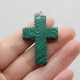 Rose Quartz Malachite Stone Cross Pendant 28x45mm