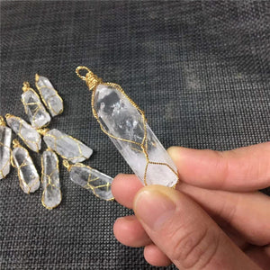 Clear Quartz Pillar Irregular Pendant Natural Crystal Healing Stones
