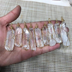 Clear Quartz Pillar Irregular Pendant Natural Crystal Healing Stones