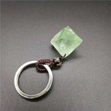 Natural Fluorite Octahedron Stone Keychain for Jewelry Making