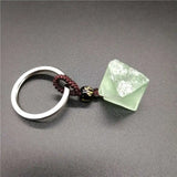 Natural Fluorite Octahedron Stone Keychain for Jewelry Making