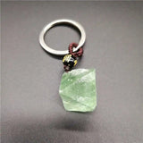 Natural Fluorite Octahedron Stone Keychain for Jewelry Making