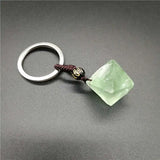 Natural Fluorite Octahedron Stone Keychain for Jewelry Making
