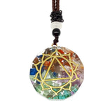 Seven Chakra Crystal Gravel Pendant Tree of Life Charm Necklace 35mm