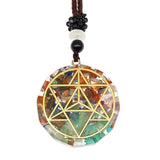 Seven Chakra Crystal Gravel Pendant Tree of Life Charm Necklace 35mm