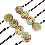 Seven Chakra Crystal Gravel Pendant Tree of Life Charm Necklace 35mm