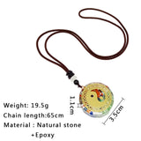 Seven Chakra Crystal Gravel Pendant Tree of Life Charm Necklace 35mm