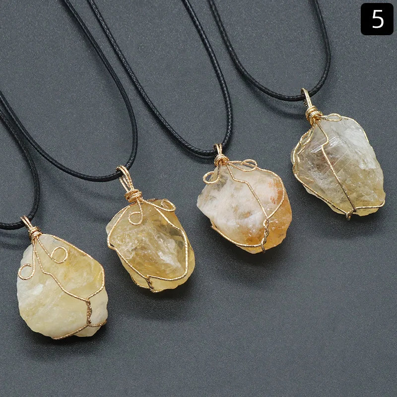 Crystal Quartz Rough Stone Pendant for Necklace