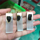 Selenite With Tourmaline Pendant for Meditation