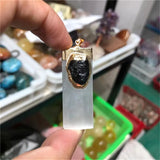 Selenite With Tourmaline Pendant for Meditation