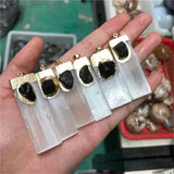 Selenite With Tourmaline Pendant for Meditation