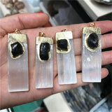 Selenite With Tourmaline Pendant for Meditation