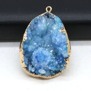 Natural Druzy Crystal Stone Charms Pendants for Women Jewelry Making DIY