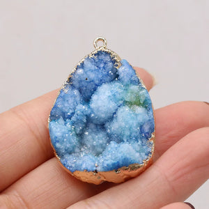 Natural Druzy Crystal Stone Charms Pendants for Women Jewelry Making DIY