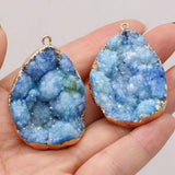 Natural Druzy Crystal Stone Charms Pendants for Women Jewelry Making DIY