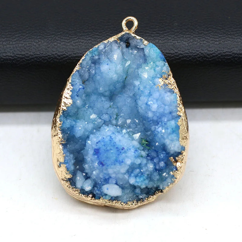 Natural Druzy Crystal Stone Charms Pendants for Women Jewelry Making DIY