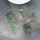 Natural Fluorite Faceted Oval Pyramid Pendant