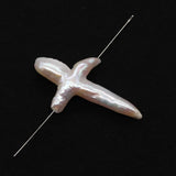 Natural Freshwater Baroque Pearl Cross Charm Pendant
