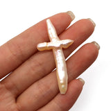 Natural Freshwater Baroque Pearl Cross Charm Pendant