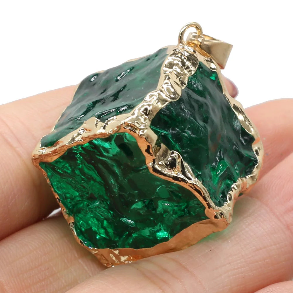 Glass Crystal Charm Yellow Green Mix Pendant DIY Necklace Earring