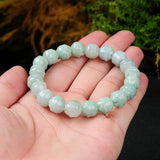 Natural Jade Bead Bracelet For Women 9mm Beads Green Beaded Link Bracelet
