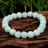 Natural Jade Bead Bracelet For Women 9mm Beads Green Beaded Link Bracelet