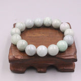Natural Jade Beaded Bracelet Light Green Beads 13mm Lucky Bracelet