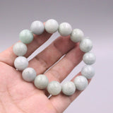 Natural Jade Beaded Bracelet Light Green Beads 13mm Lucky Bracelet