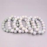 Natural Jade Beaded Bracelet Light Green Beads 13mm Lucky Bracelet