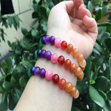Rainbow Agates Beaded Bracelet Colorful Crystal Strand Candy Bracelet for Women