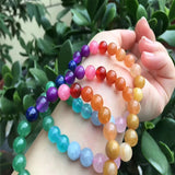 Rainbow Agates Beaded Bracelet Colorful Crystal Strand Candy Bracelet for Women